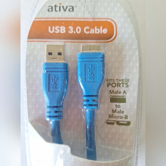 ATIVA Micro USB-A to MICRO-B USB 3.0 6 FT CABLE - Picture 2 of 4